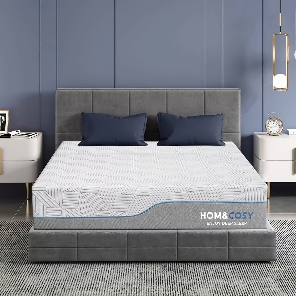 Short Queen RV Mattress 12inch - Ultra-firm cooling gel and green tea memory foam mattress, with ice silk cover, box-packed design, heavy-duty mattress for RV/camper trailers, compatible with short bed frames (non-wooden)