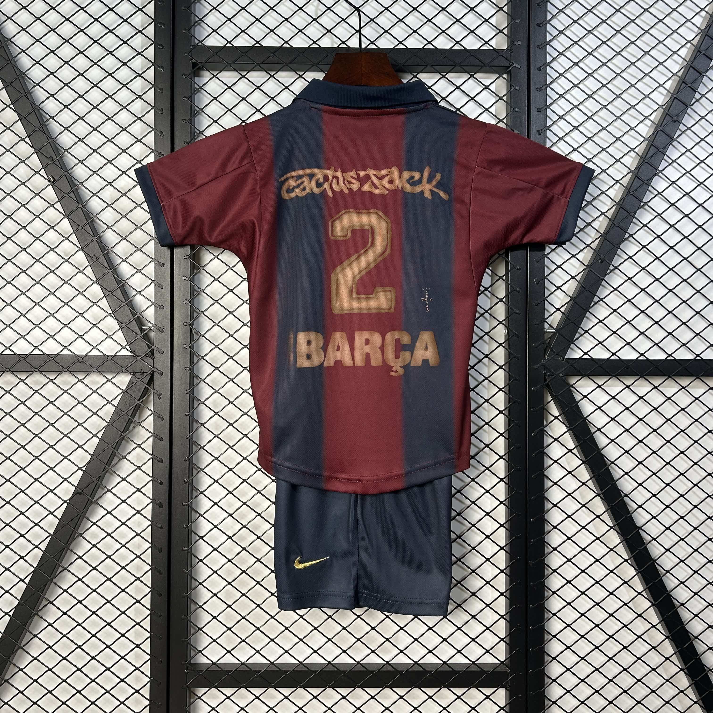 2025/2026 Barcelona Retro Camp Nou Football Shirt (Kids Kit socks)