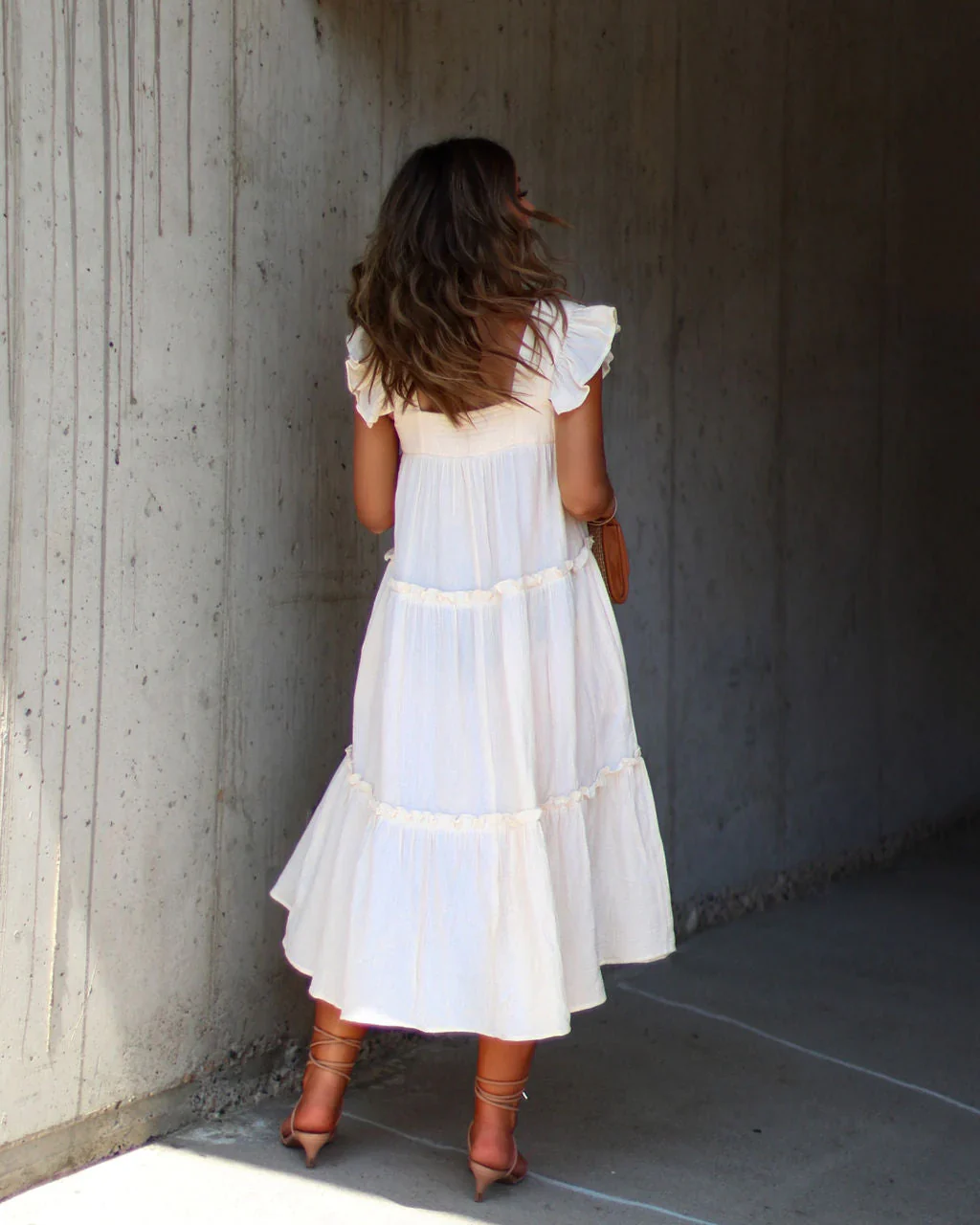 Mavien Ruffle Tiered Midi Dress