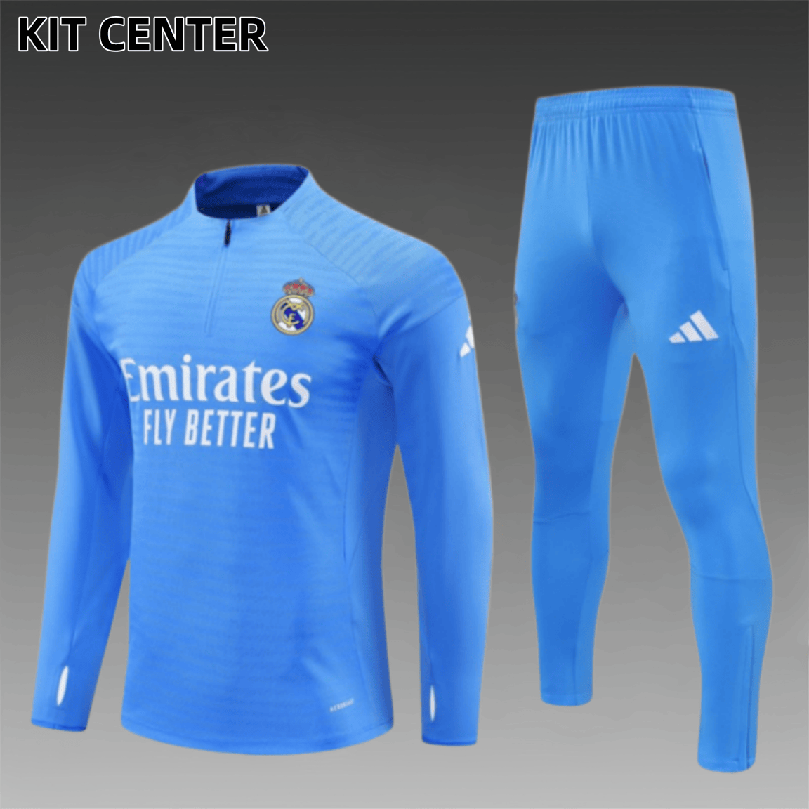25/26 Real Madrid Light Blue Half Zip Training Kit (Adult Kids Kit)