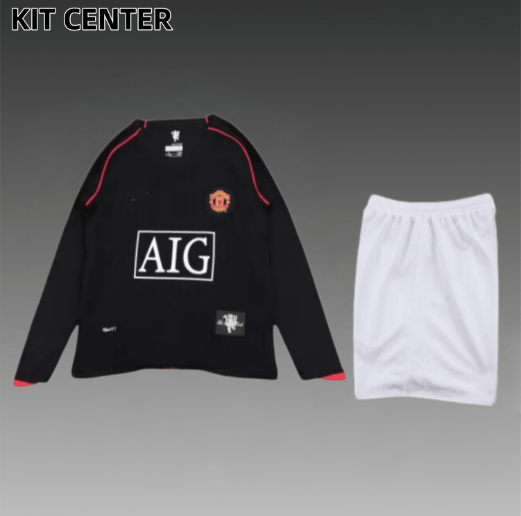 07/08 Manchester United Away long sleeves Retro Football Soccer Kids Kit