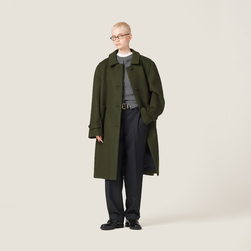 Single-breasted loden cloth coat