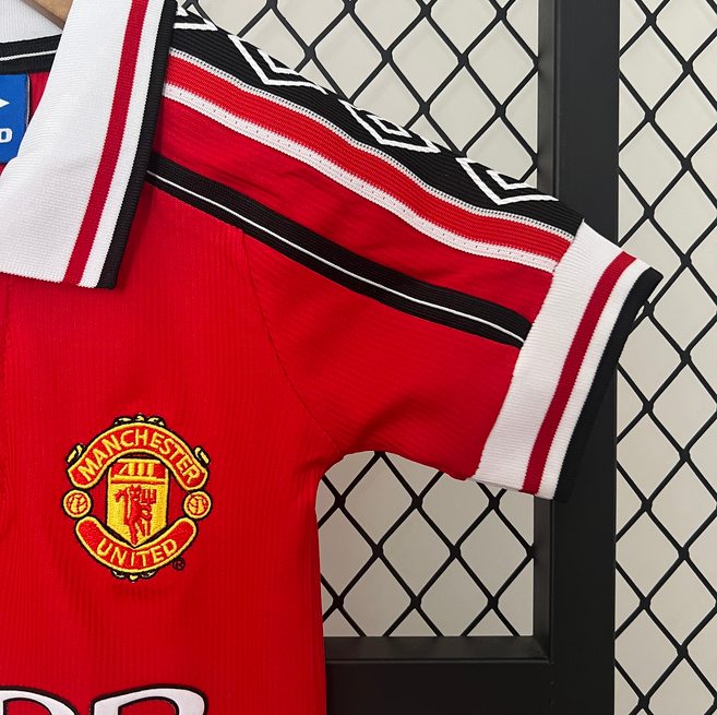 98/99 Manchester United home ground Retro Football Soccer Kids Kit
