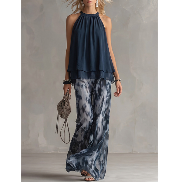 CHIFFON  RUCHES TWEEDELIGE SET