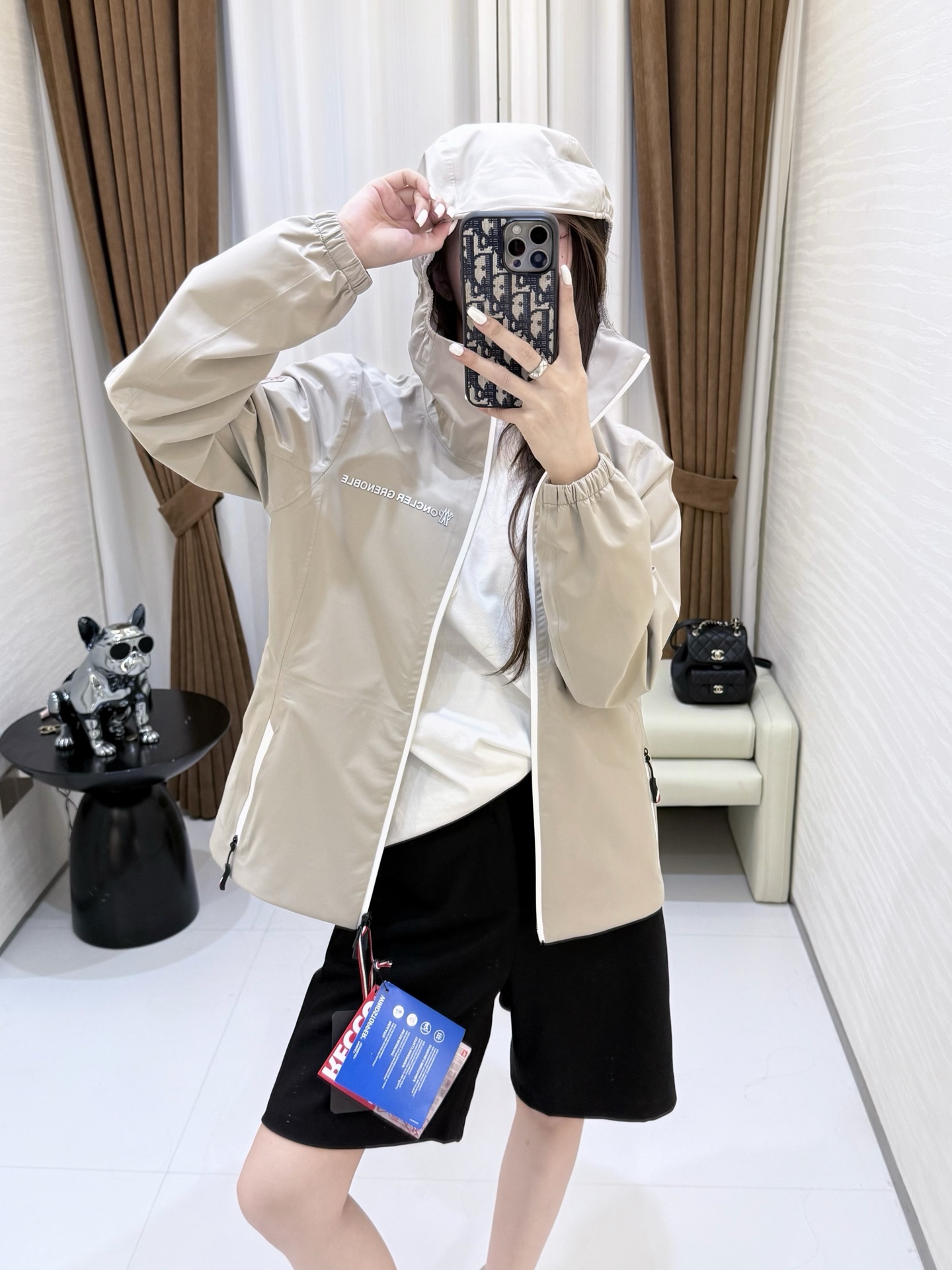 Moncler 2026 Autumn Winter Women's Jackets Polyester Hooded Tassel Zipper Casual Slim Woman's Coats MKDFWJ26011