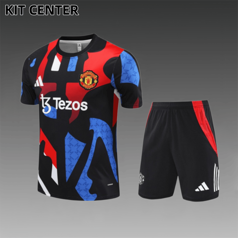 24/25 Manchester United  Black [Camouflage]  Short Sleeve Training Wear ( Adult kit Kids )