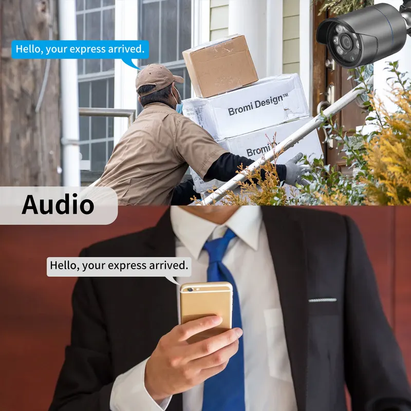 10CH 4K Security Camera System POE 8MP Audio Bullet Waterproof Outdoor IR Night Vision Camera Video Surveillance Set XMeye