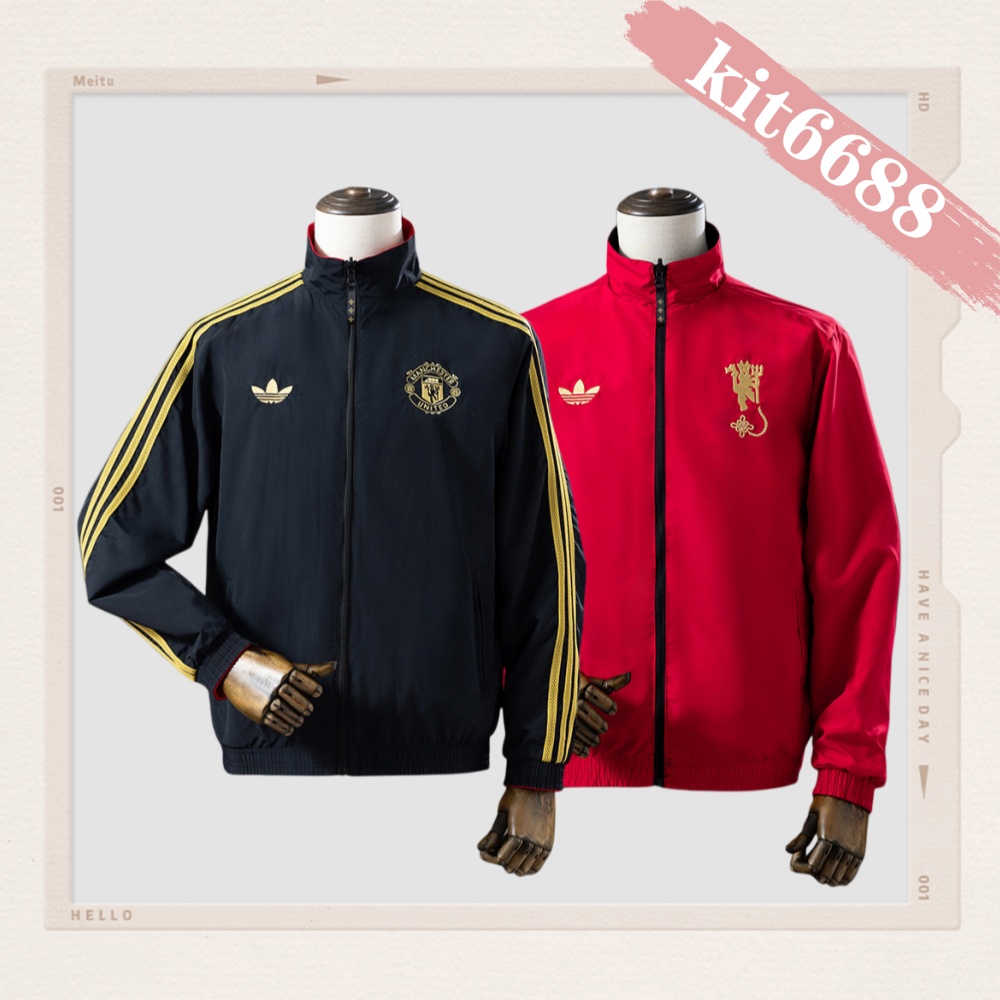 2026 Manchester United Reversible Jacket Windbreaker - black & red