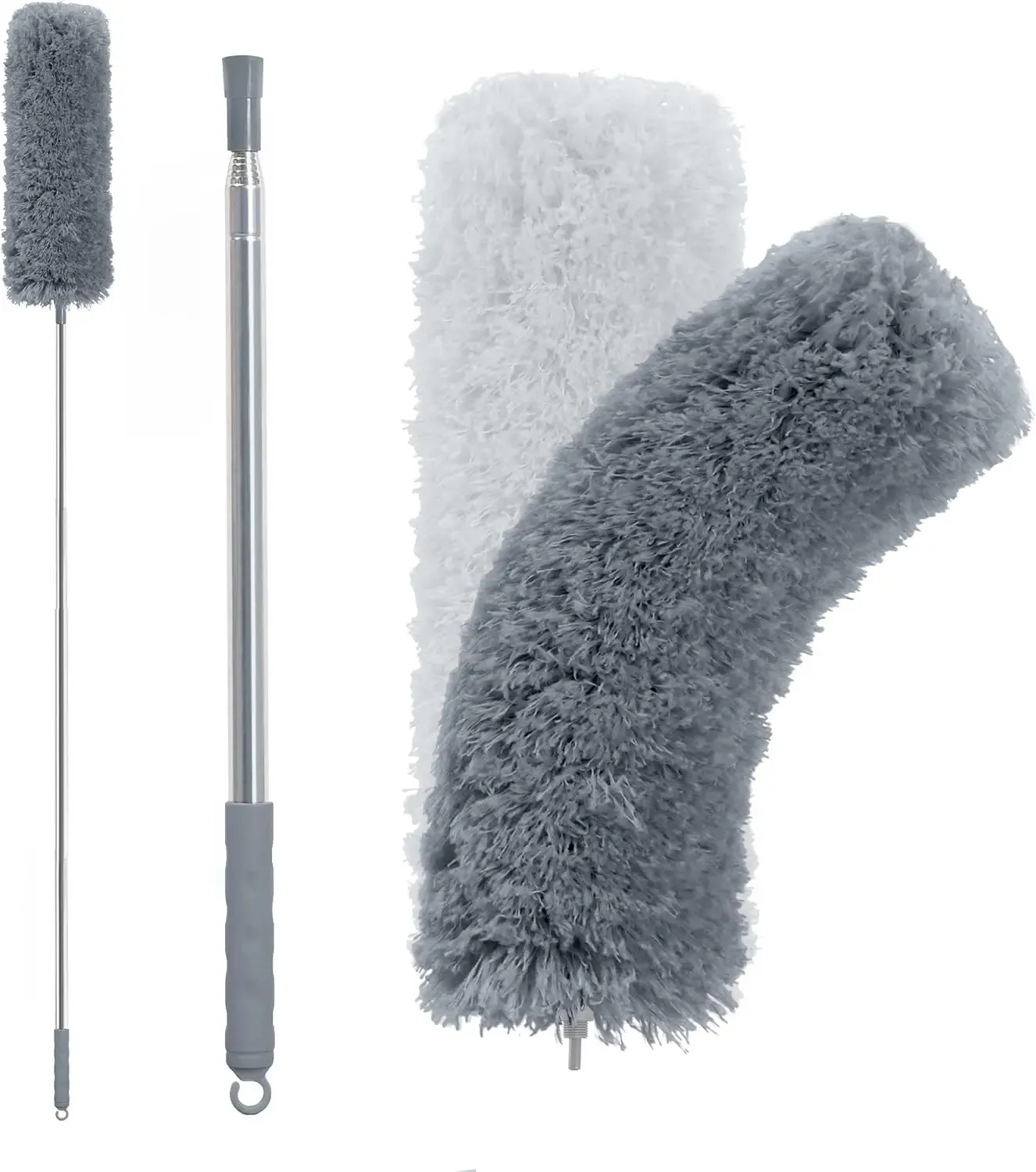 Cleaning duster with extension rod, 100inch long feather duster, suitable for high ceilings, washable brush head, cleaning supplies, suitable for home cleaning, ceiling fans, furniture cleaning