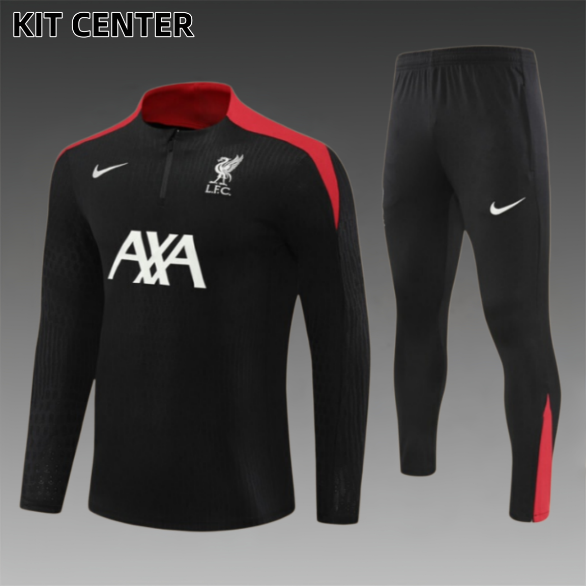 2425 Liverpool black Half Zip Training Kit (Adult Kids Kit)