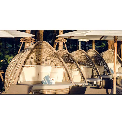 Outdoor leisure bed beach bed rattan bed sofa birdcage garden rattan chair indoor furniture rattan bed round bed recliner
