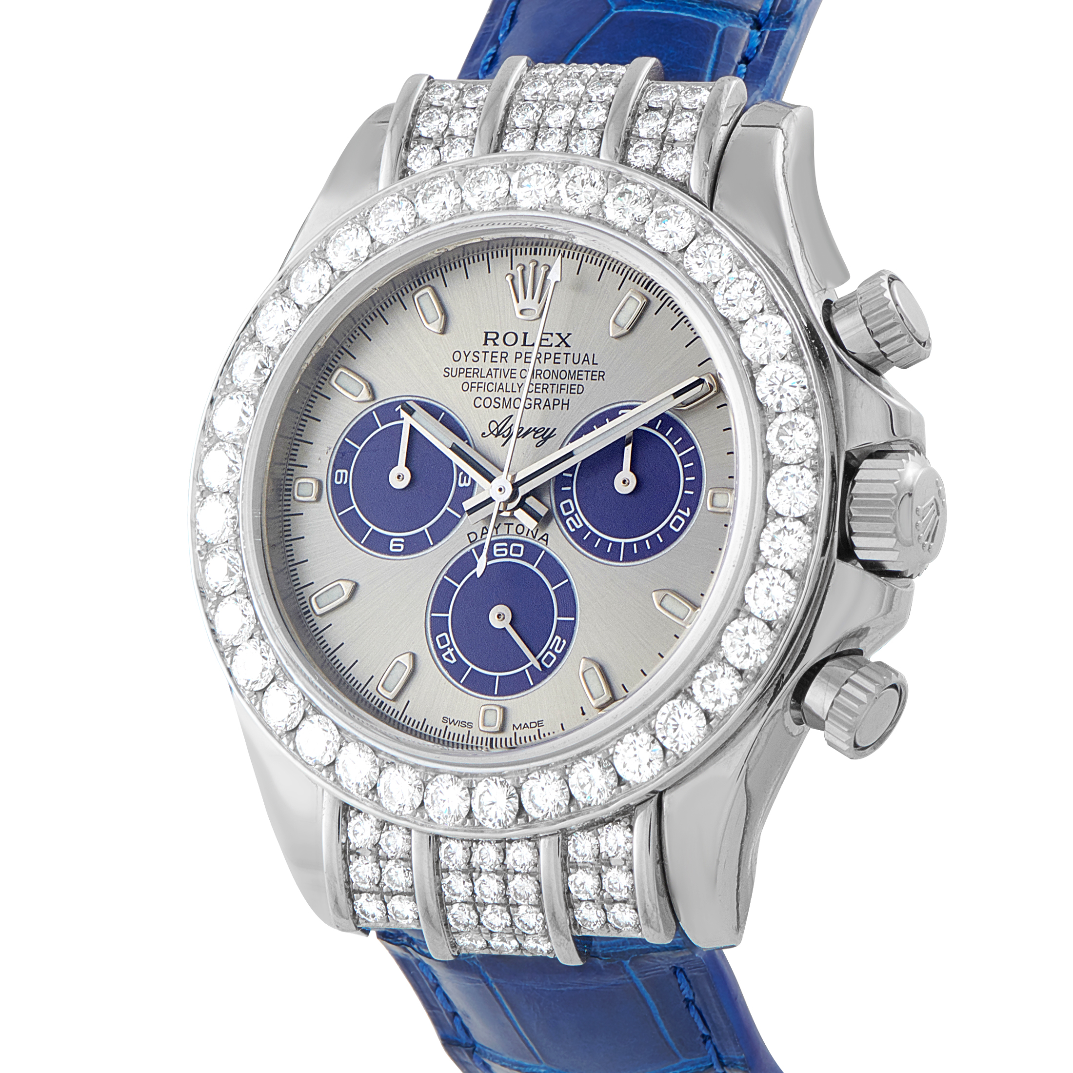 Rolexx Asprey Daytona Diamond and White Gold Watch 116599
