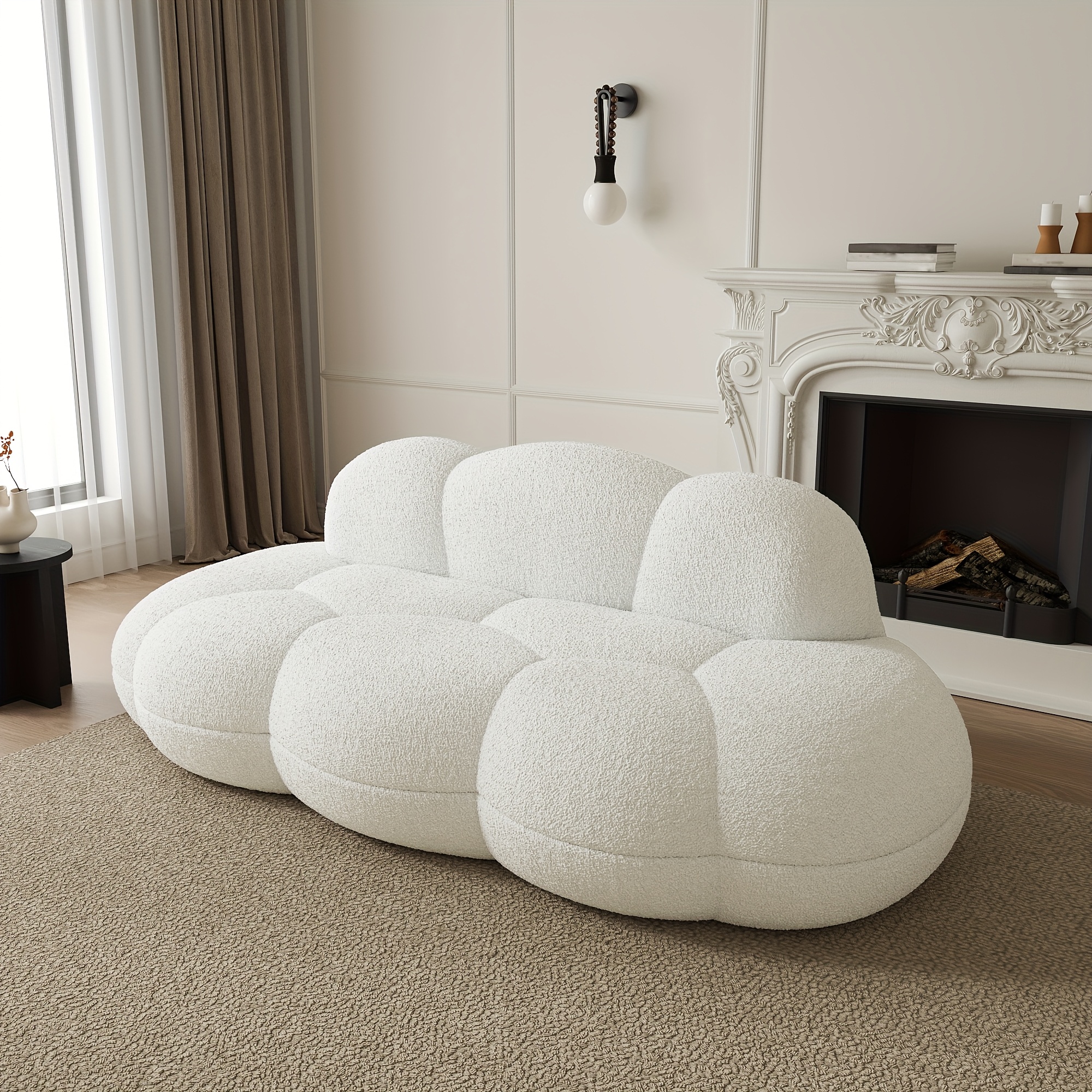 Floor Sofa, 90.55inch Modern Two-Seater Sofa, Cloud Memory Foam Frameless Sofa, Suitable for Living Rooms, Apartments, and Other Spaces
