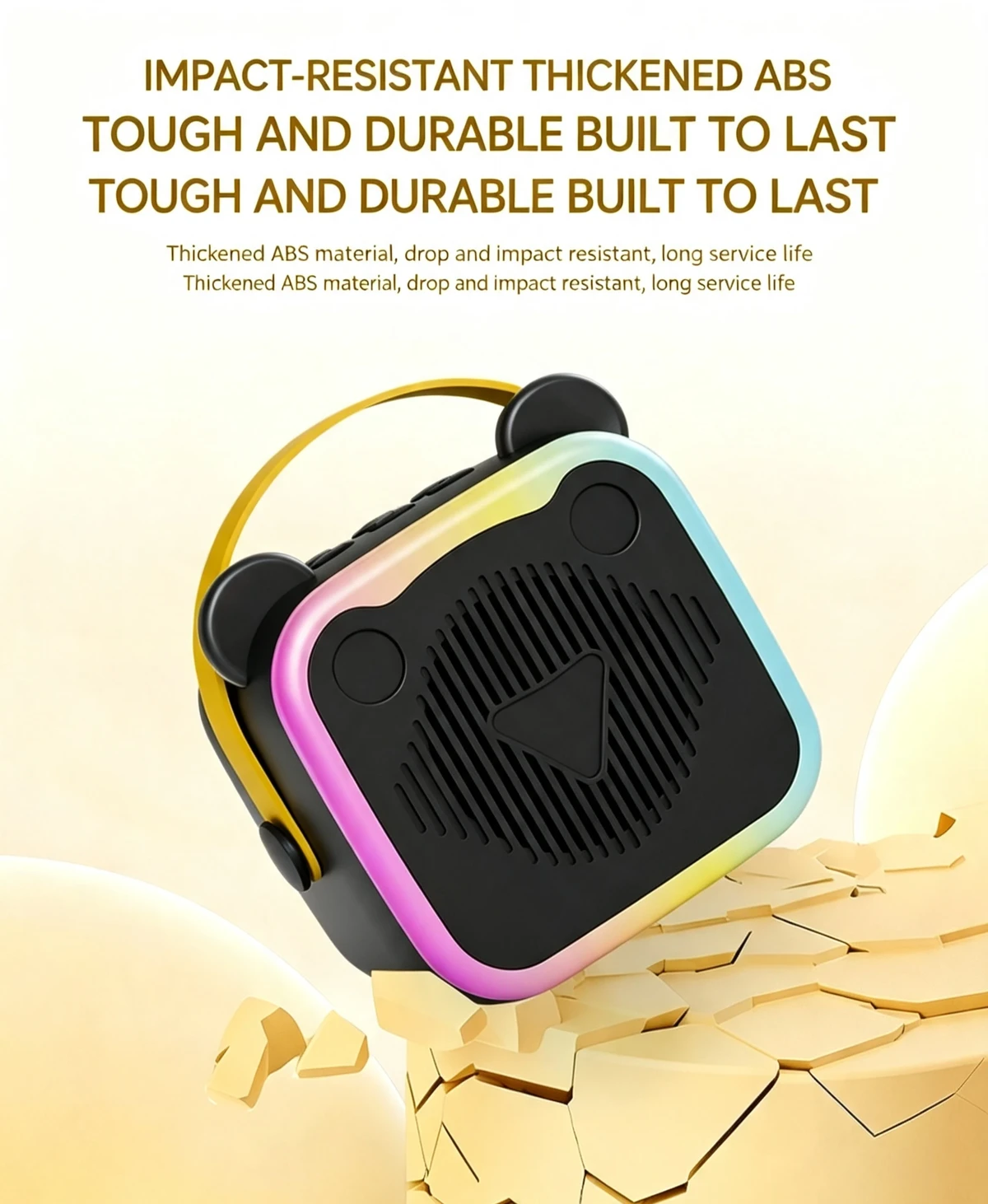 Portable Kids Karaoke Bluetooth Speaker with 2 Wireless Microphones, RGB Color Light, Cute Cartoon Mini KTV Audio Set, Rechargeable Home Karaoke Machine for Children Gift