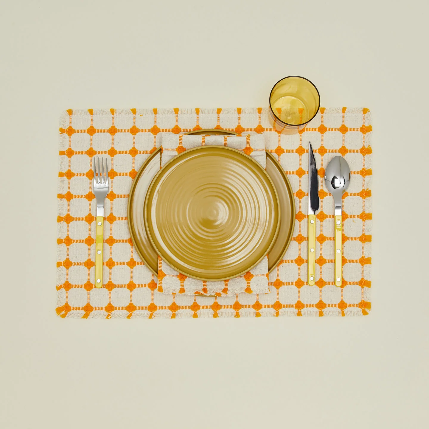 Wicker Fringed Placemat, Set of 4 - Marigold