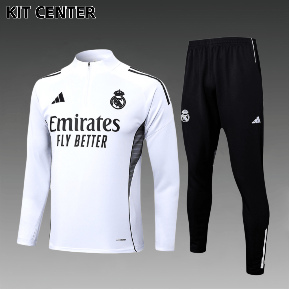 2024/2025 Real Madrid White Adult Half Zip Training Kit (Adult Kit)