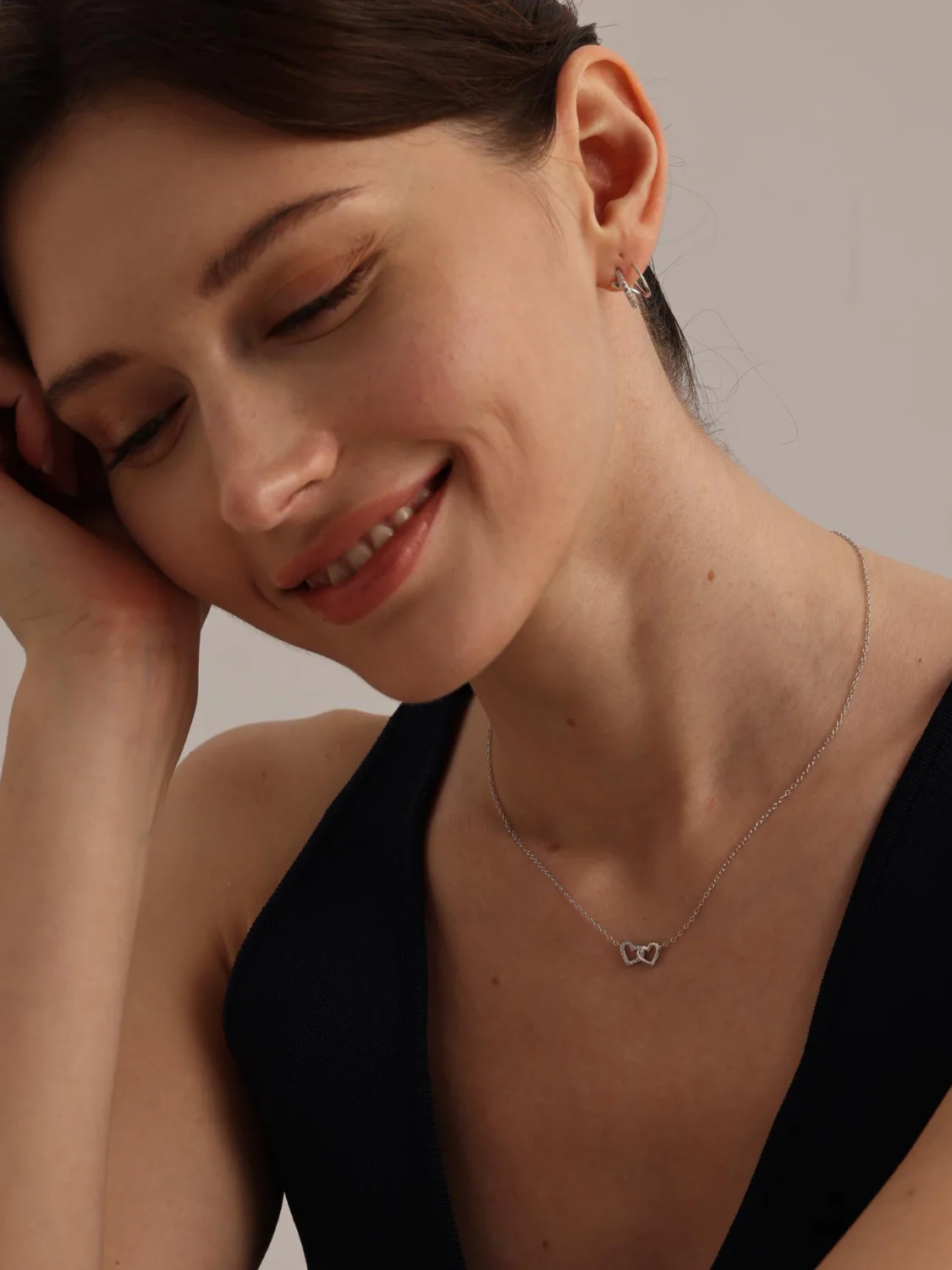 Silver Heart Linked Necklace