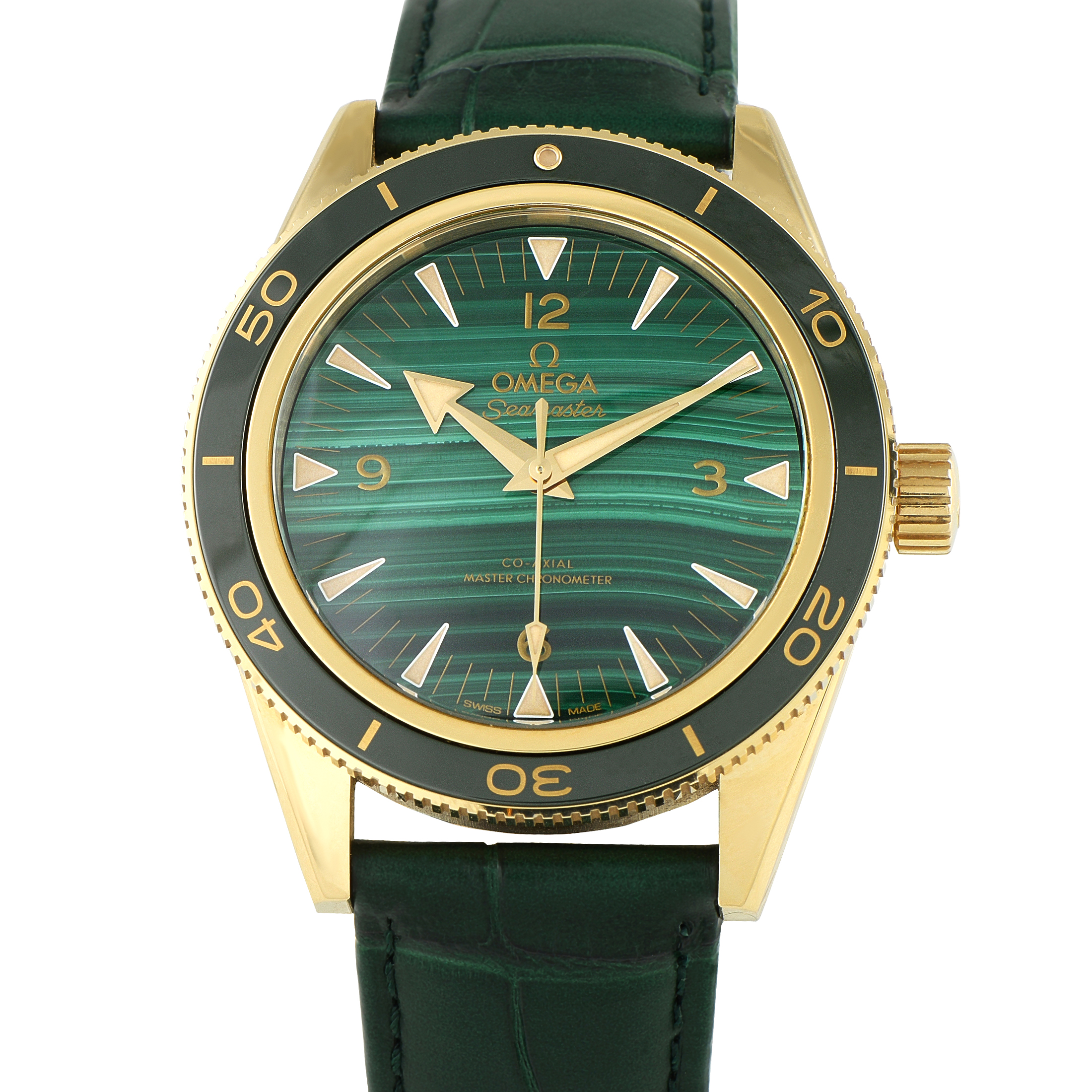 OmegaSeamaster 300 Malachite Dial Yellow Gold Watch 234.63.41.21.99.001
