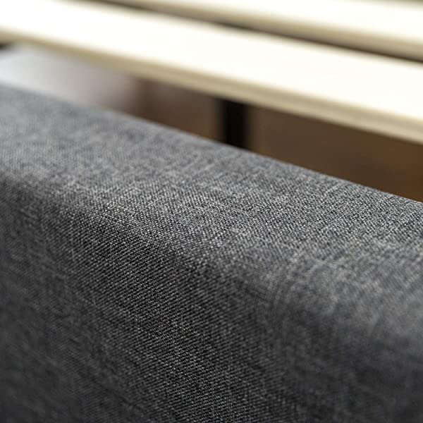 Zinus Dachelle Upholstered Platform Bed Frame / Mattress Foundation / Wood Slat Support / No Box Spring Needed / Easy Assembly, Queen, Platform Bed Only, Dark Grey Dark Grey Queen Platform Bed Only