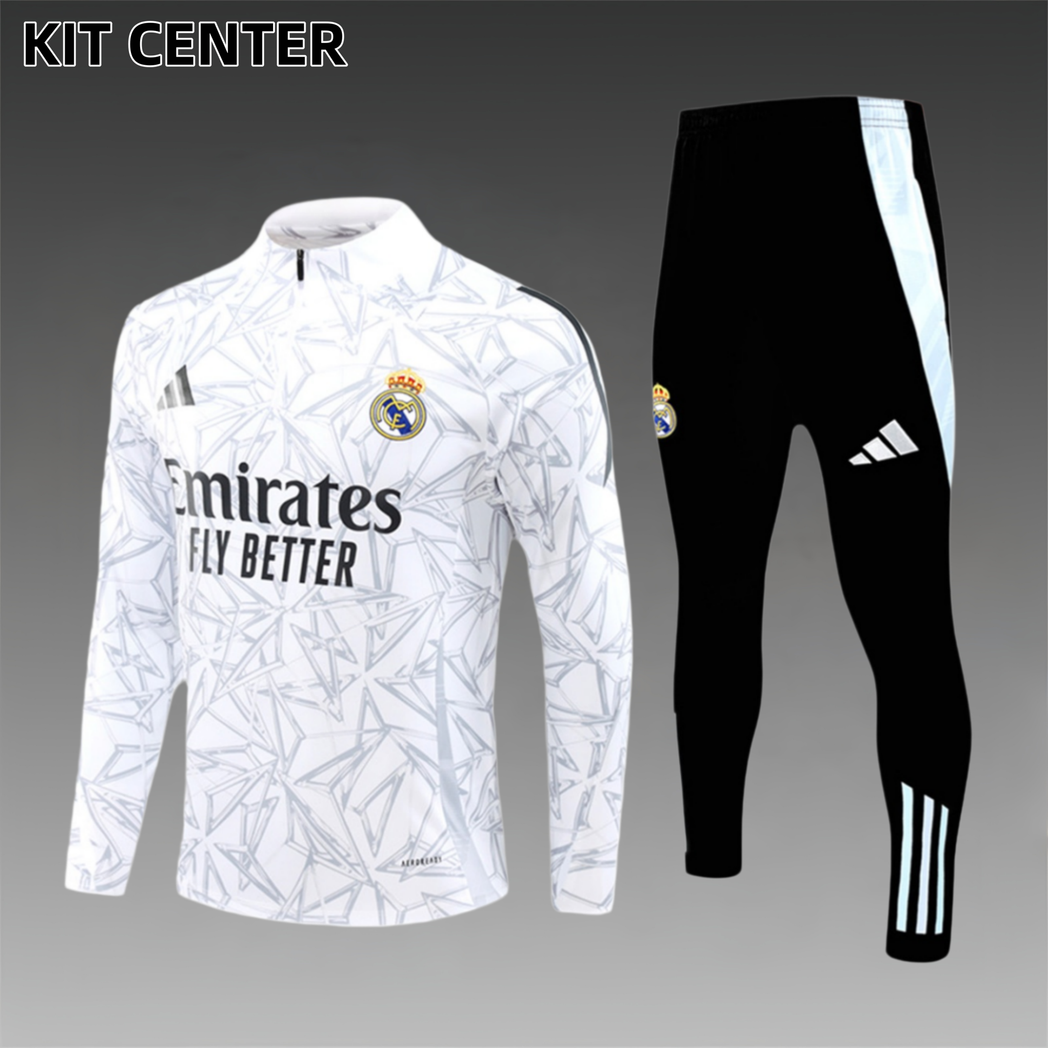 2024/2025 Real Madrid White Adult Half Zip Training Kit (Adult Kit)