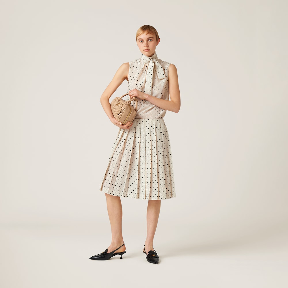 Polka-dot crepe de chine skirt