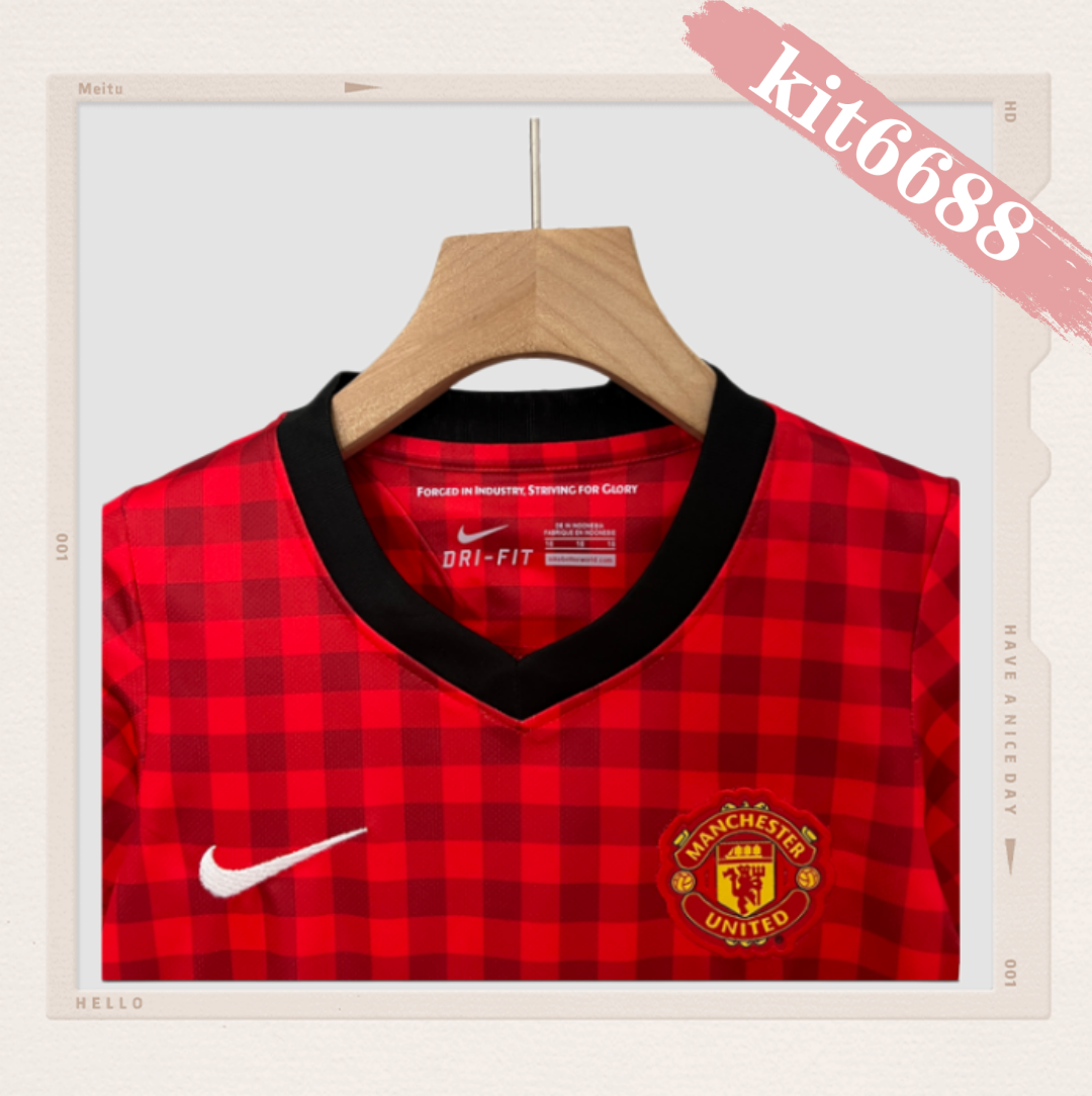 12/13 Manchester United home ground Retro Football Soccer Kids Kit