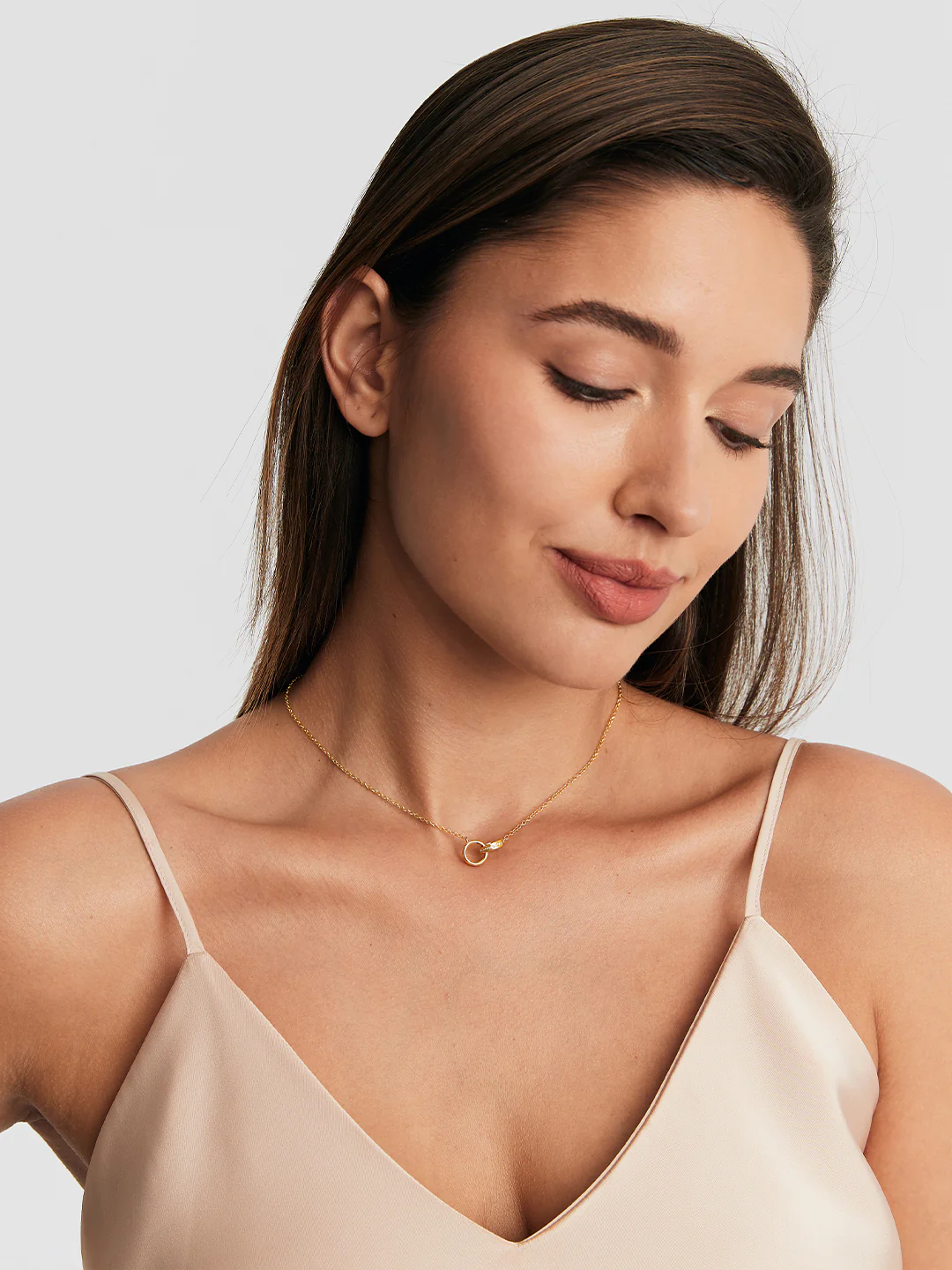 Pave Interlocking Double Circle Necklace