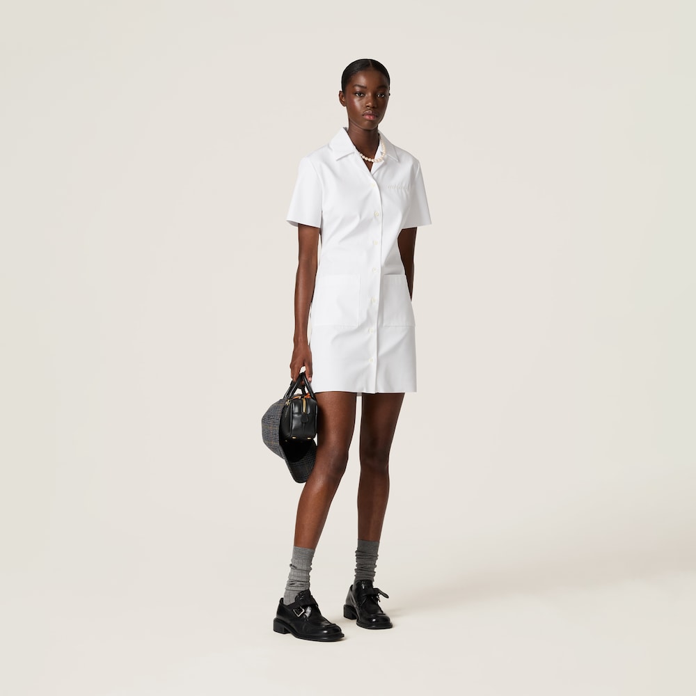 Poplin and jersey mini-dress