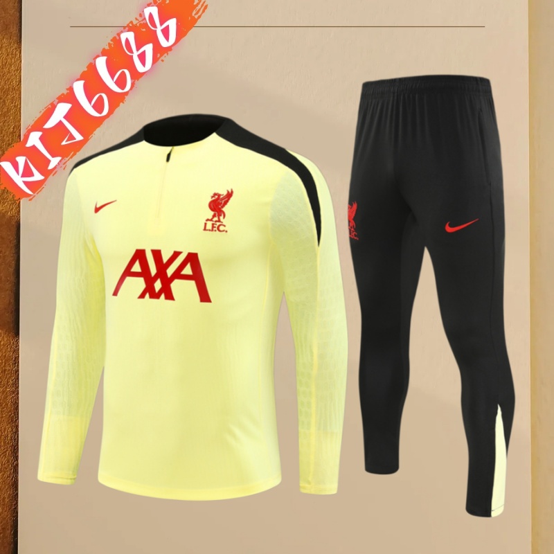 24/25 Liverpool light yellow Half Zip Training Kit (Adult Kids Kit)