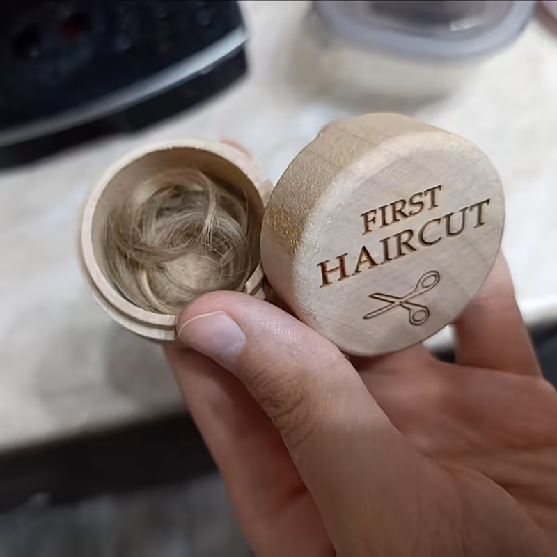 🌳👶Natural Wood Fetal Hair Keepsake Box | Baby First Hair & Memory Shadow Box