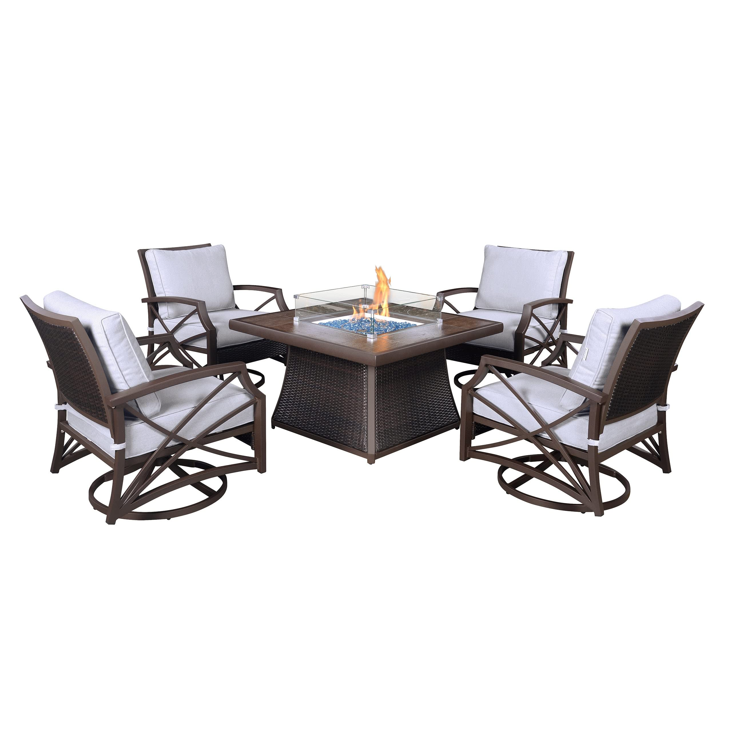 Kinger Home Propane Brazier Table 5-Piece Set, Suitable for Outdoor Patios