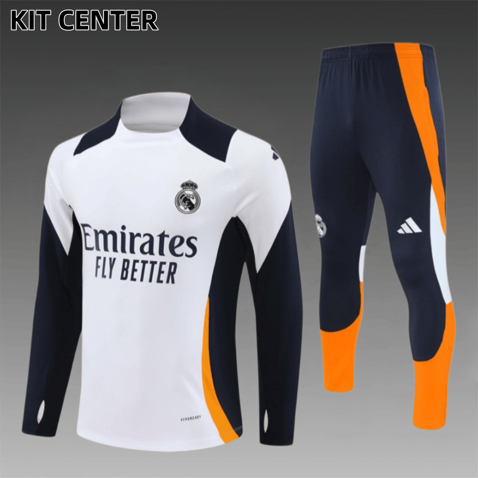 24/25 Real Madrid white Half Zip Training Kit (Adult Kids Kit)