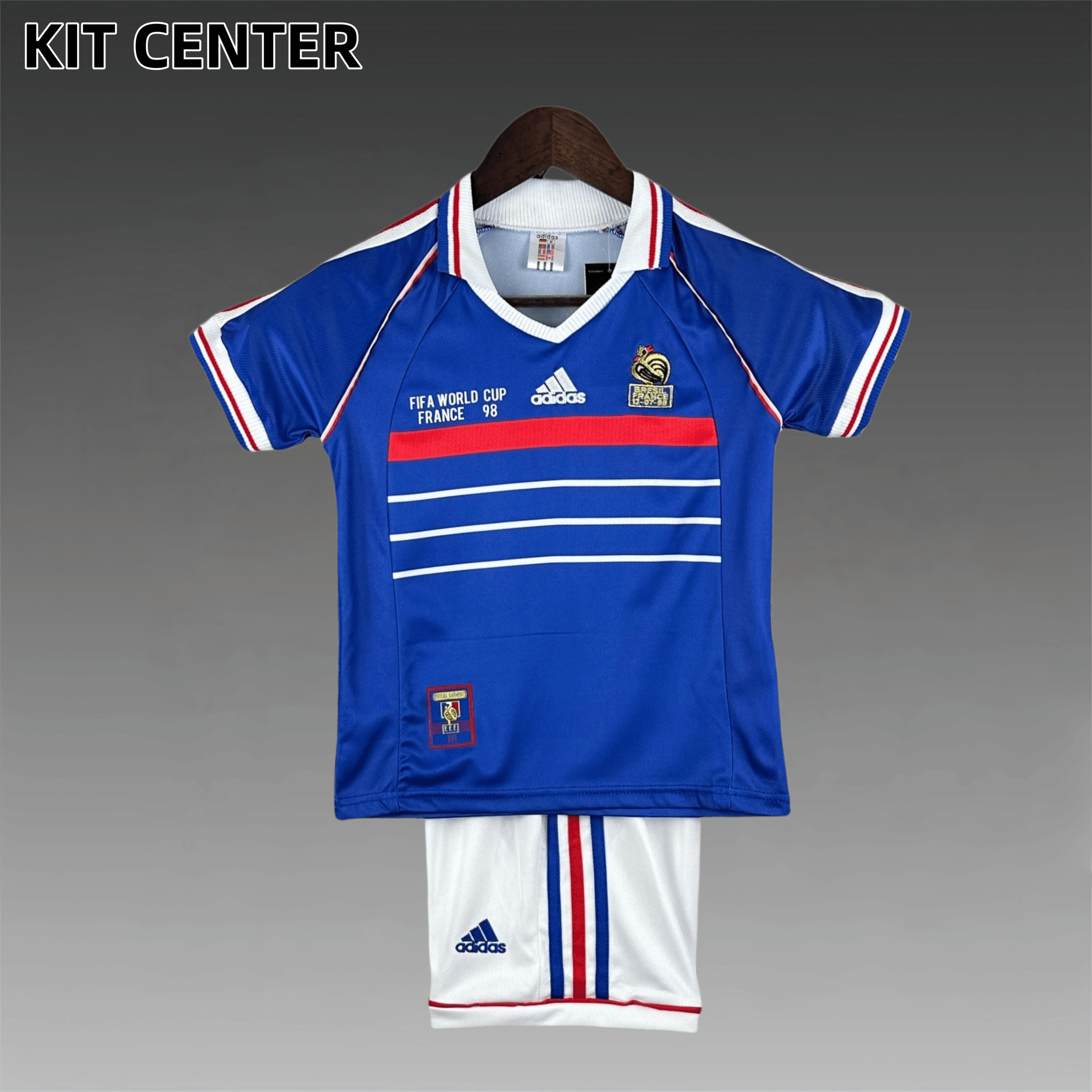 1998 France home Retro Football Shirt  Kids Kit