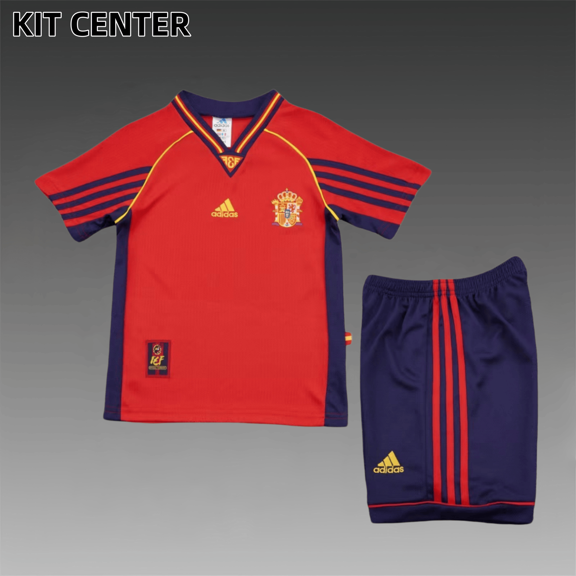 1998 Spain home Retro Football Shirt  Kids Kit