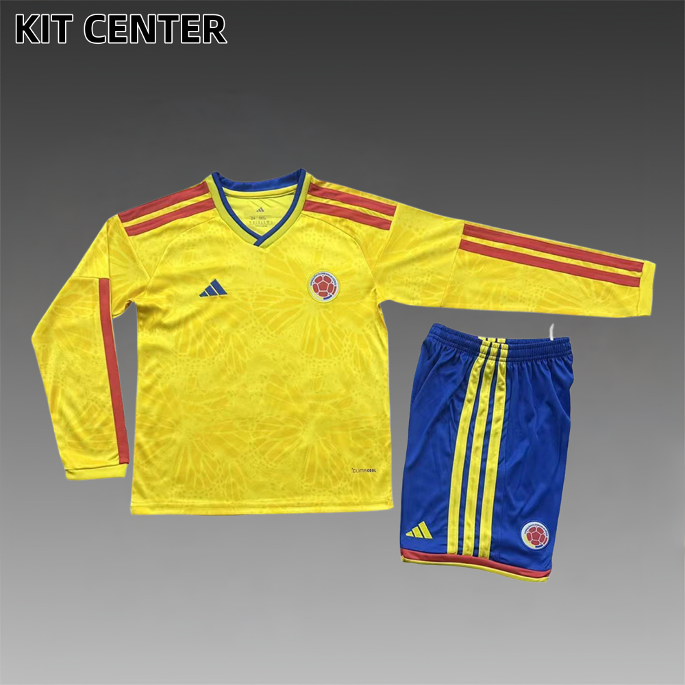 2026 Colombia Home long sleeves Football Shirt (Kids Kit socks)