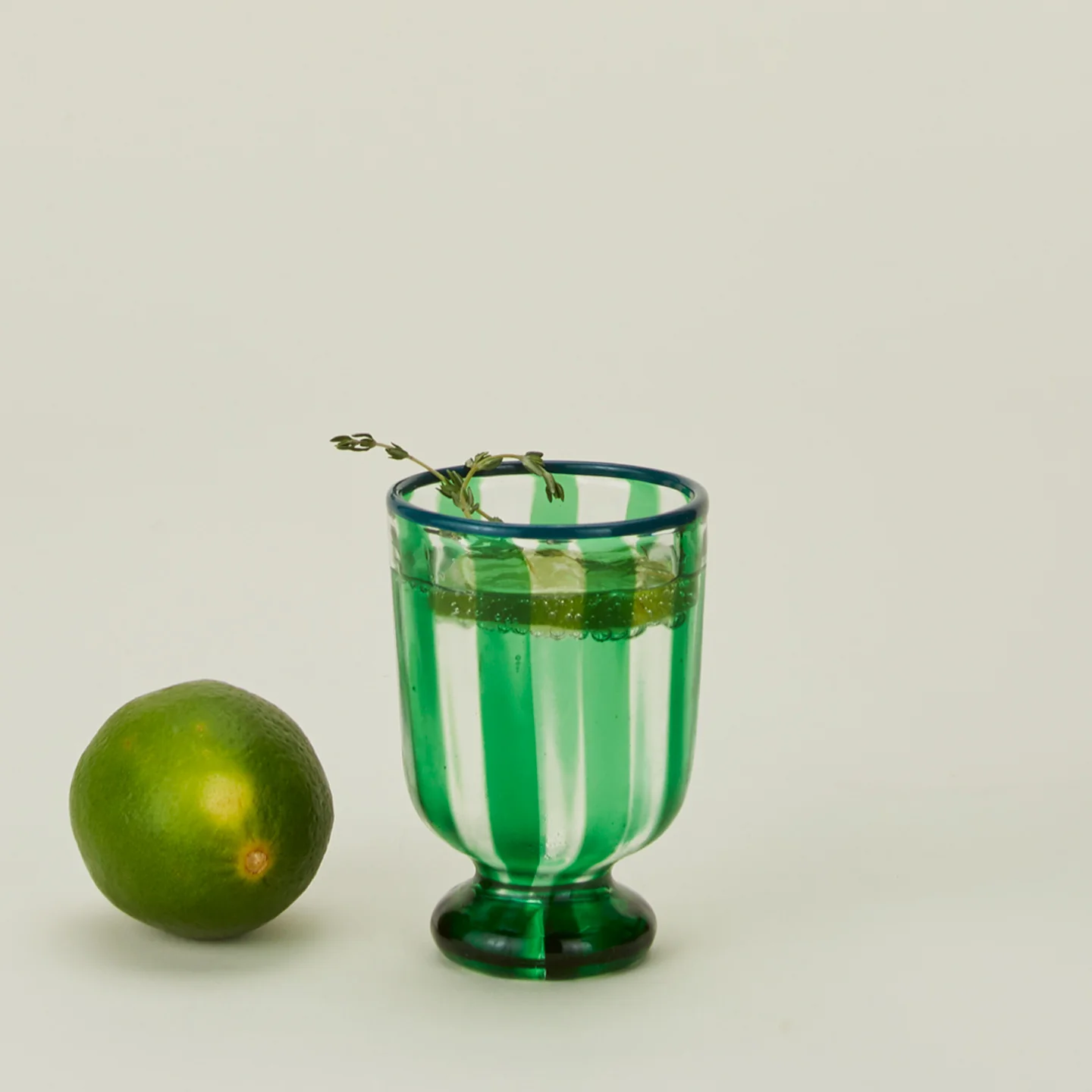 Striped Murano Wine Glass - Green