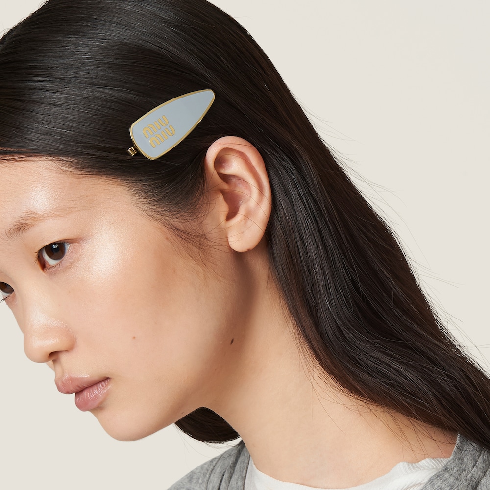 Enameled metal hair clip