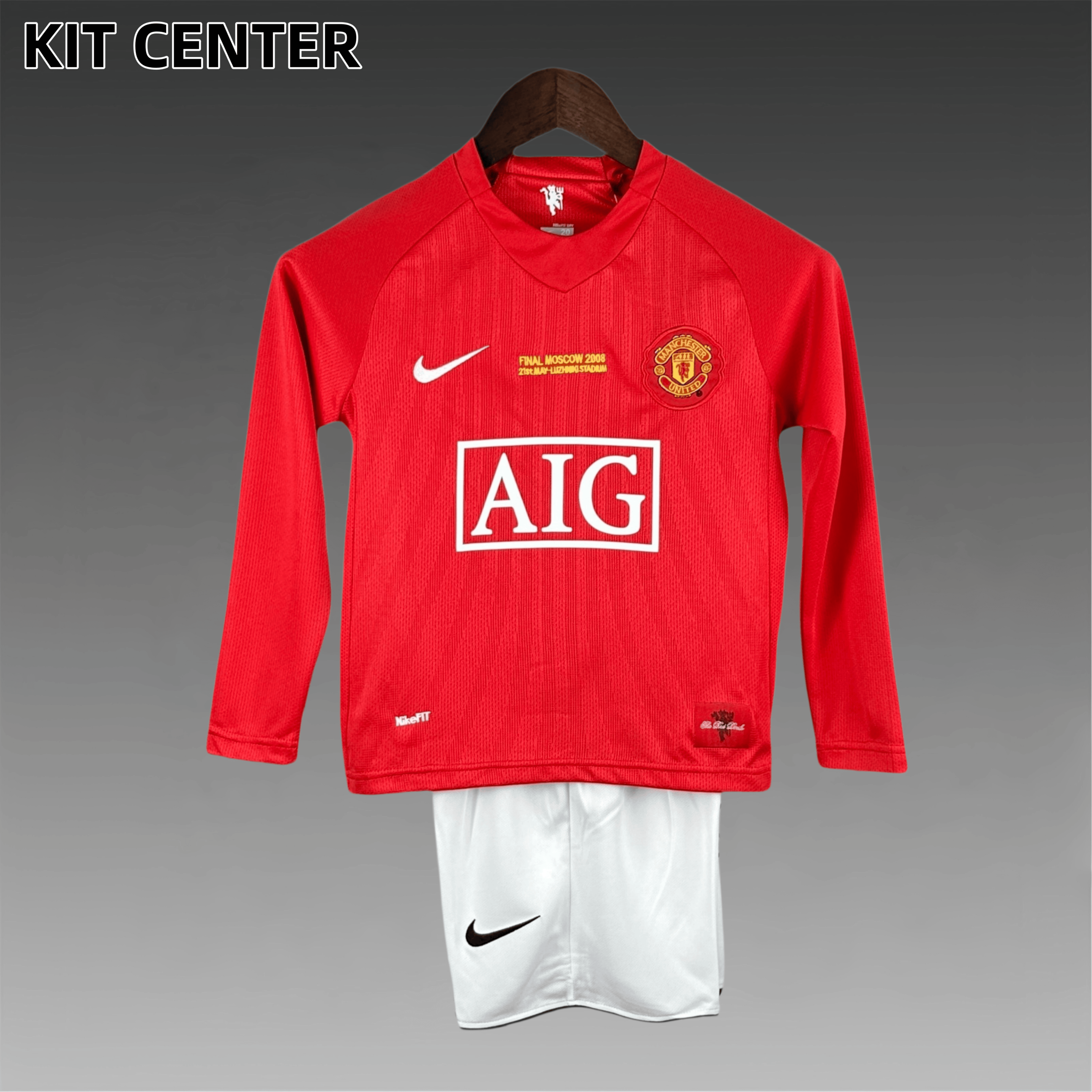 07/08 Manchester United home long sleeves Retro Football Shirt ( Kids Kit )
