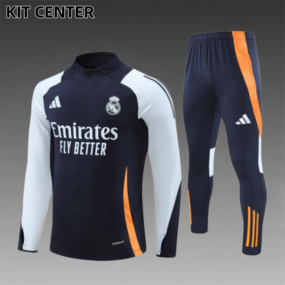 24/25 Real Madrid blue Half Zip Training Kit (Adult Kids Kit)