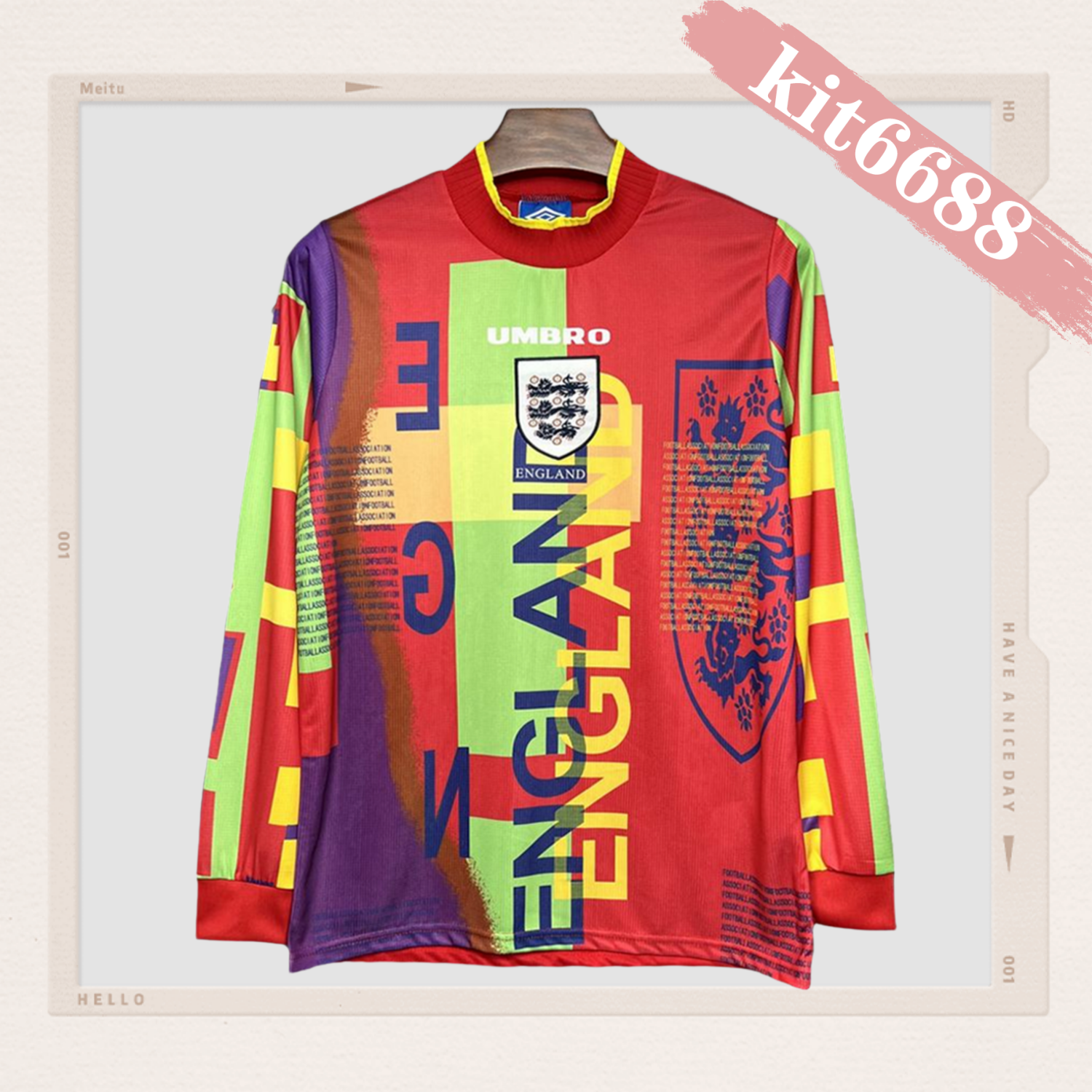 1995/1996 England Goalkeeper Retro Long Sleeved Football Shirt