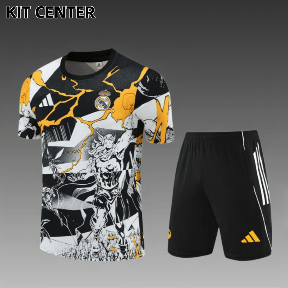 25/26 Real Madrid yellowish white Short Sleeve Training Wear ( Adult kit Kids )