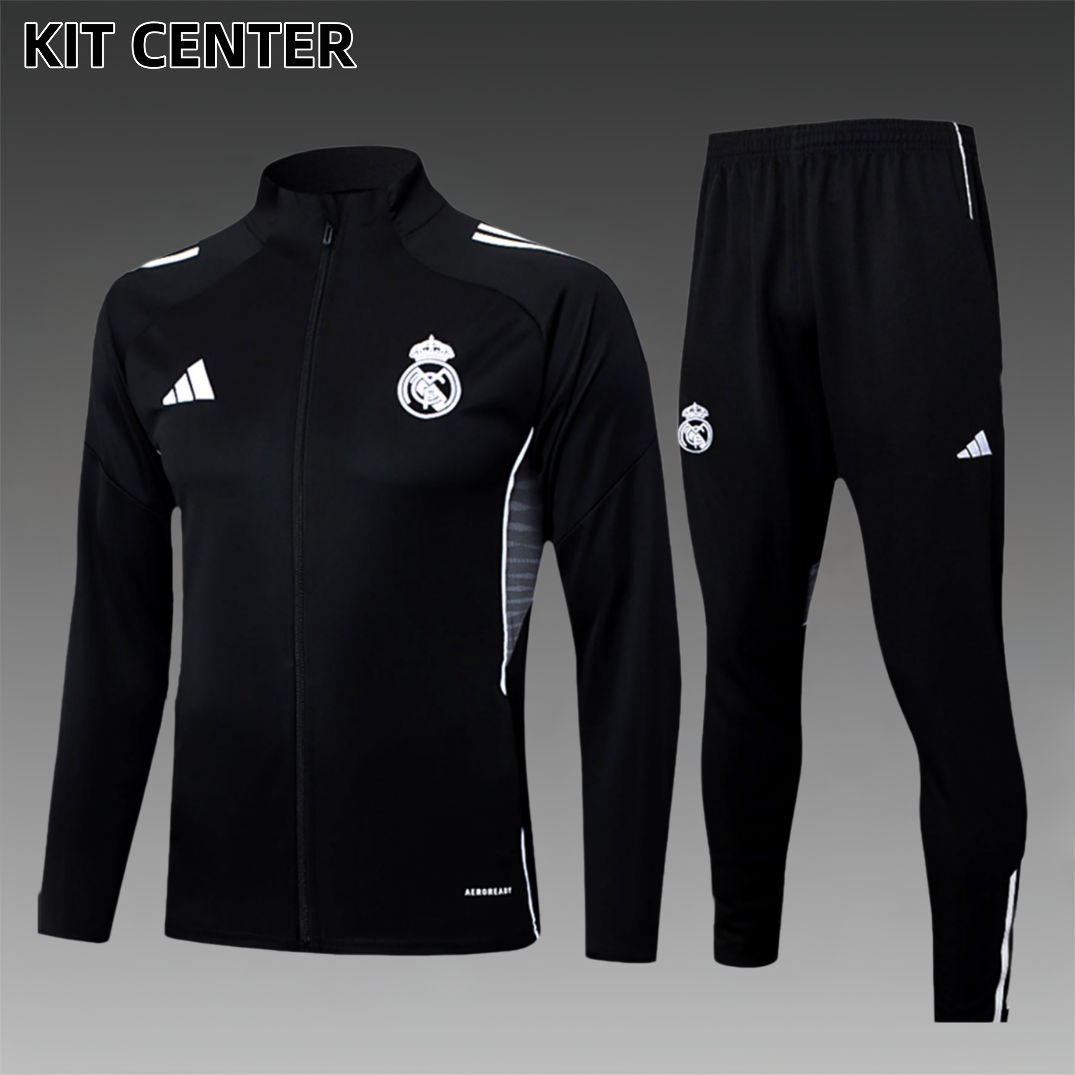 2025/2026 Real Madrid Adult Full Zip Training Kit Black (Adult Kit)