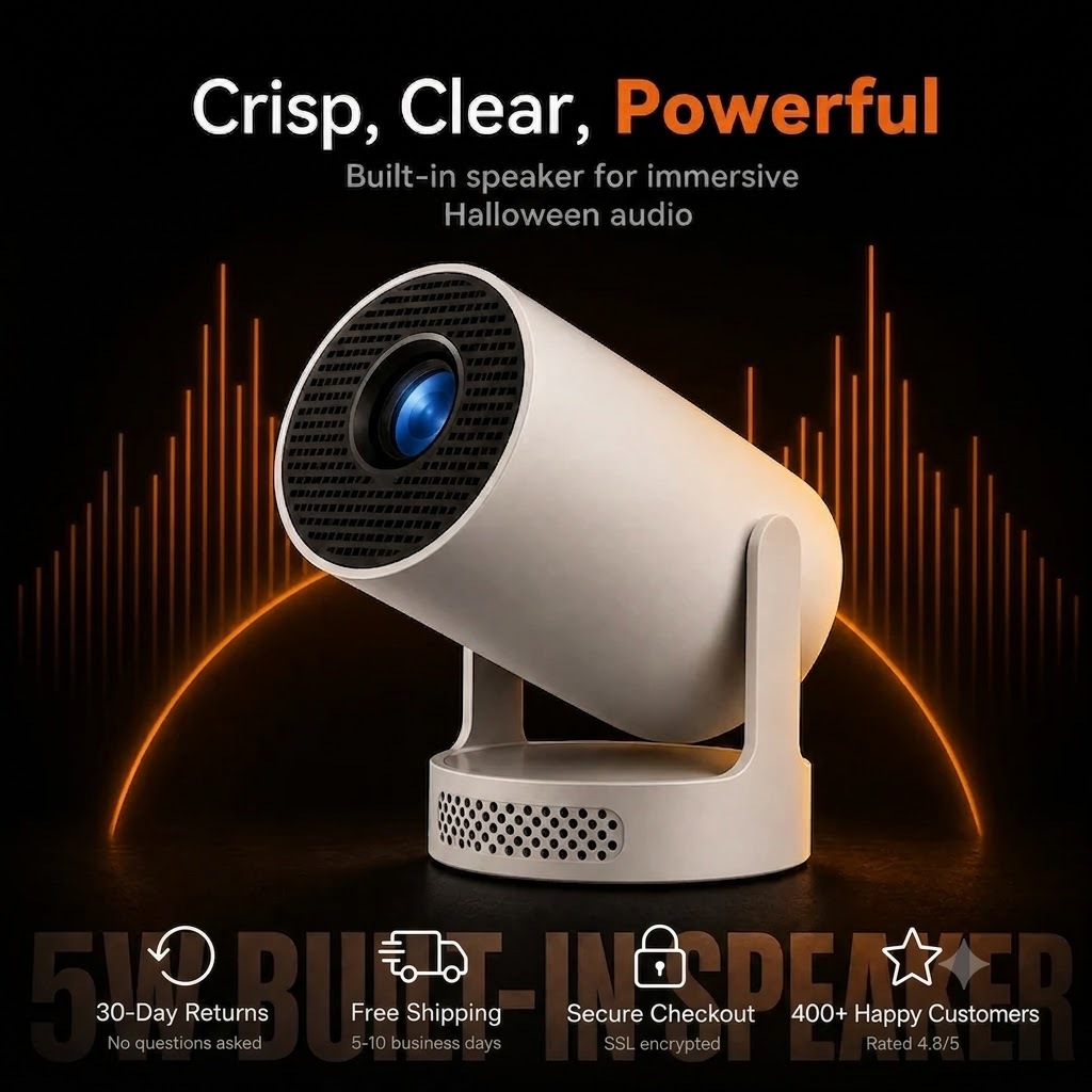 HY300 Ultra Plus Portable Smart Projector, 4K Supported, 280 ANSI, Android 11, Auto Keystone, Bluetooth Mini Projector for Halloween Decor, Outdoor Halloween Movie Night & Home Theater