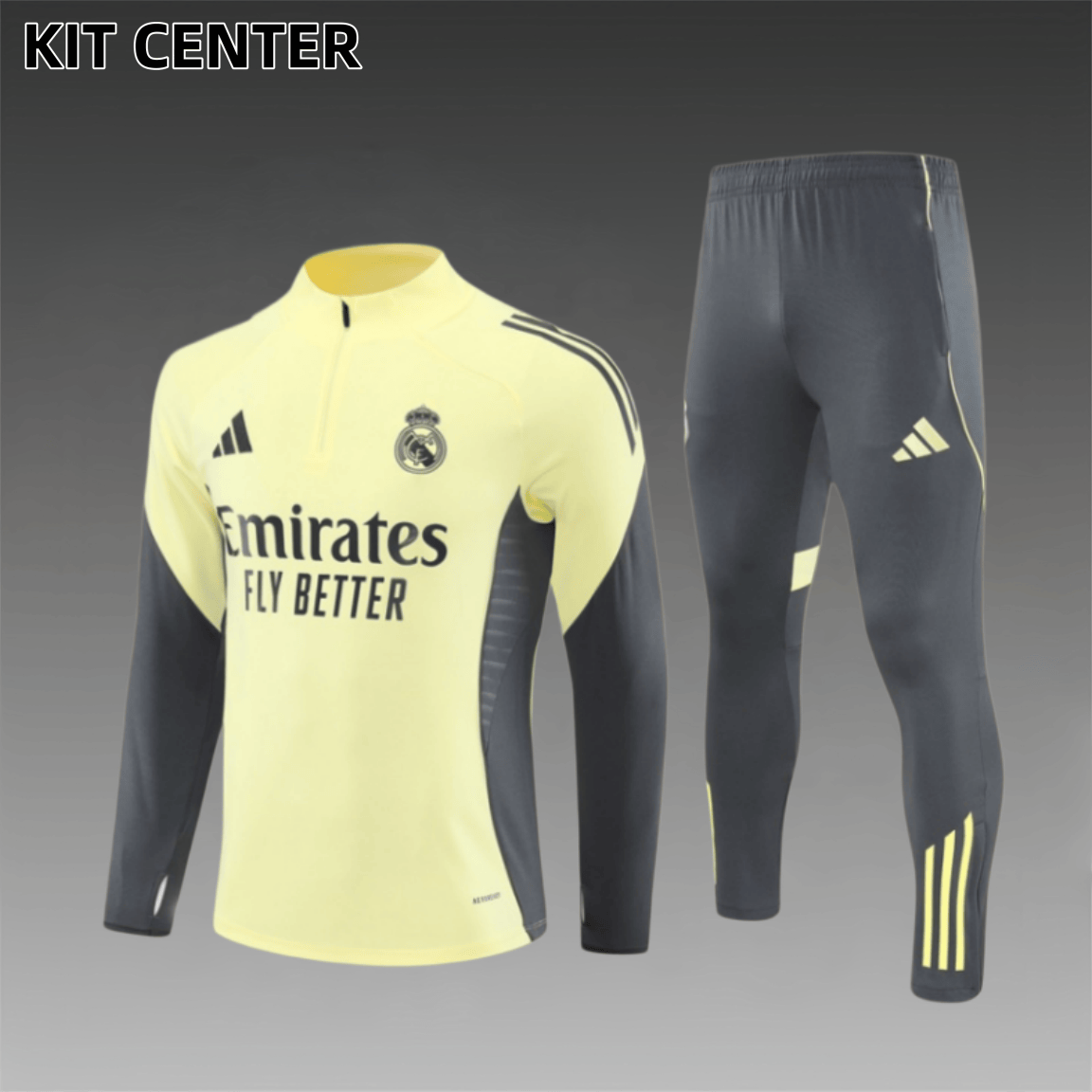 25/26 Real Madrid yellow Half Zip Training Kit (Adult Kids Kit)