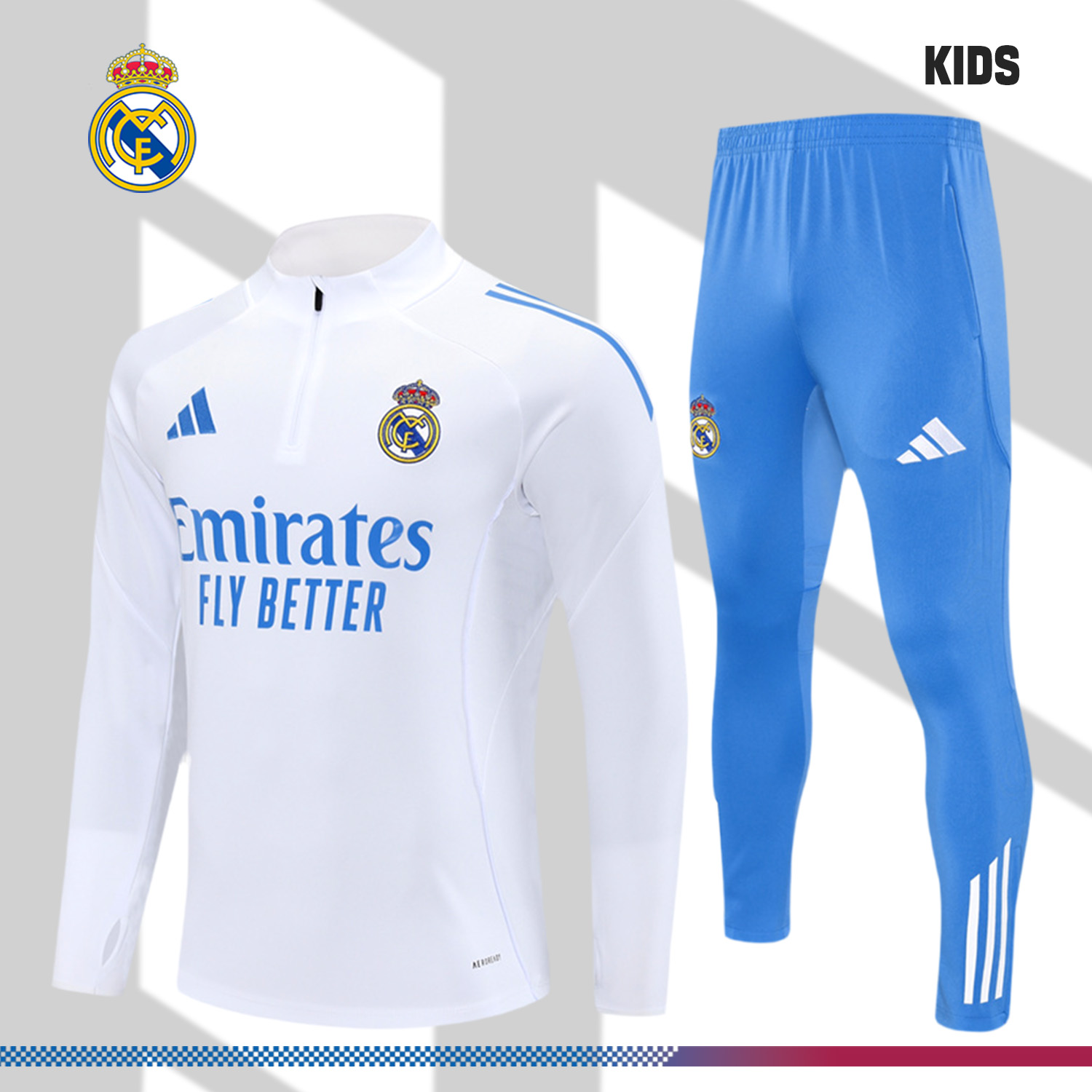 2025/2026 Real Madrid Kids Half Zip Training Kit (Kids Kit)
