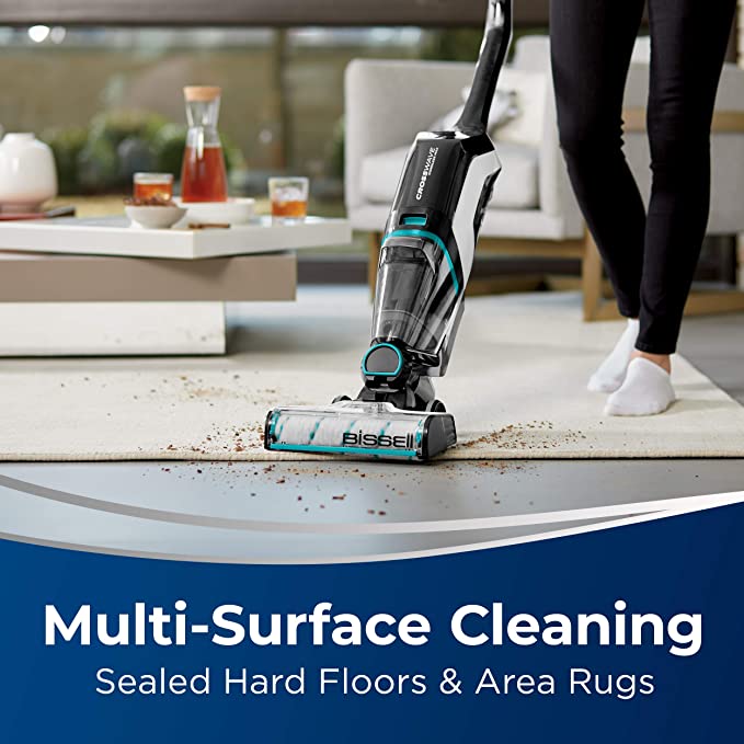 BISSELL, 2554A CrossWave Cordless Max All in One Wet-Dry Vacuum Cleaner and Mop for Hard Floors and Area Rugs, Black/Pearl White with Electric Blue Accents