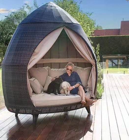 Vacation beach bed rattan bed terrace sun bed outdoor leisure birdcage sofa outdoor