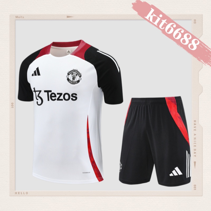 24/25 Manchester United  white  Short Sleeve Training Wear ( Adult kit Kids )