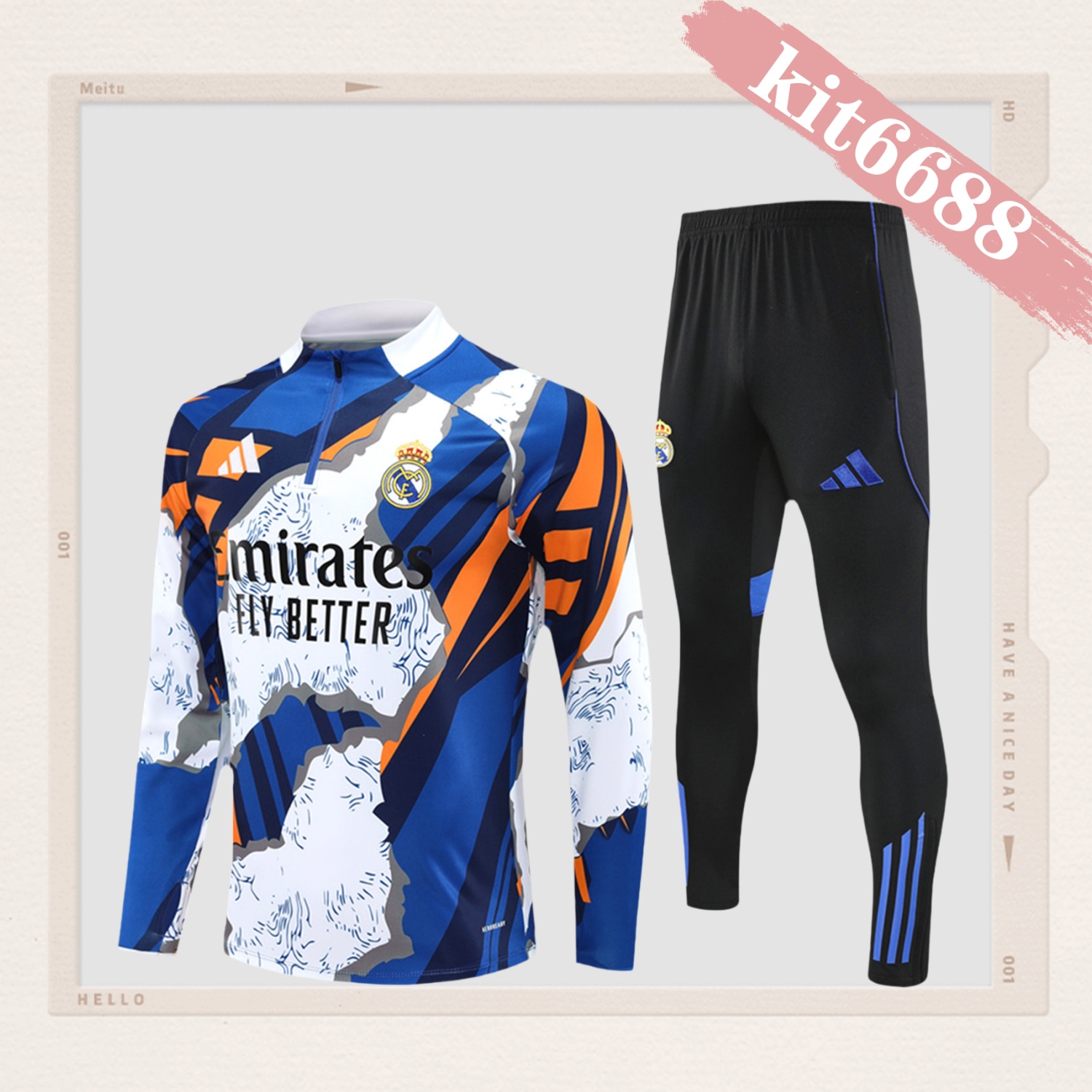 2024/2025 Real Madrid camouflage half-zip training kit for kids (Kids Kit)