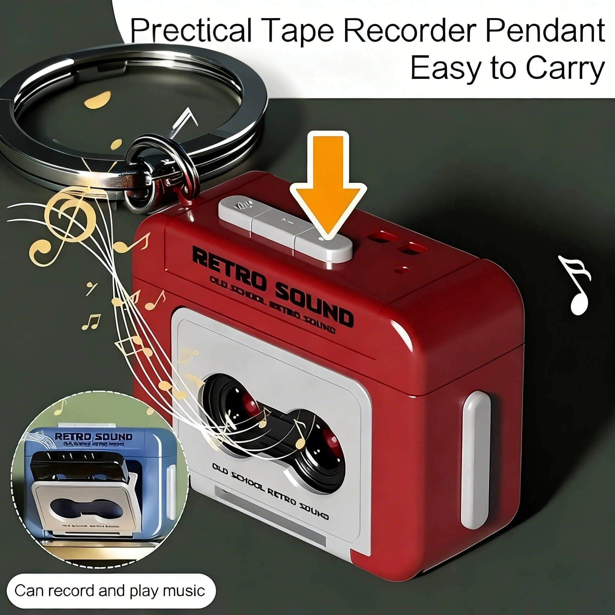🔥LAST DAY 52% OFF🔥- Retro Recorder Keychain | Mini Cassette Music Player & Recorder